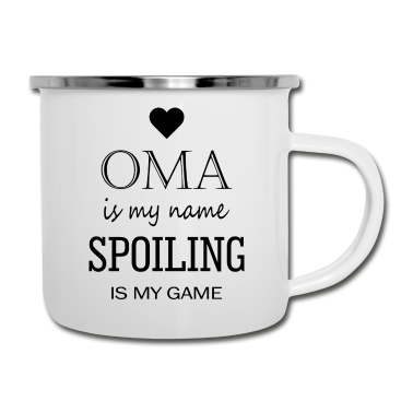 Geburtstagsgeschenk Oma Emaille Tasse - Oma Liebe Herz Familie Kinder Geschenk