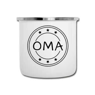 Geburtstagsgeschenk Oma Emaille Tasse - OMA Stempel Sterne Geschenk