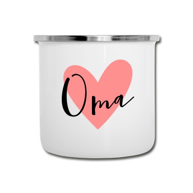 Geburtstagsgeschenk Oma Emaille Tasse - Oma Herz Liebe Geschenk