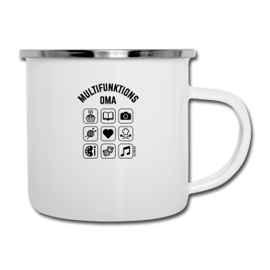 Geburtstagsgeschenk Oma Emaille Tasse - Multifunktions Oma (9 Icons)