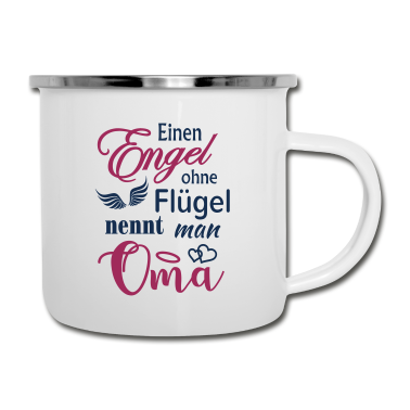 Geburtstagsgeschenk Oma Emaille Tasse - Beste Oma Engel ohne Flügel Geschenk Großmutter