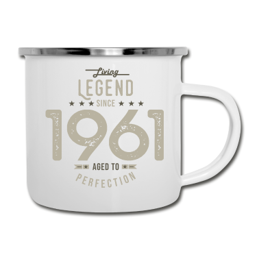 Geburtstagsgeschenk Oma Emaille Tasse - Geburtstag 60 Jahre LIVING legend since 1961cadeau