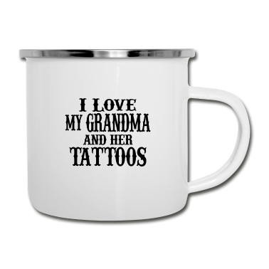 Geburtstagsgeschenk Oma Emaille Tasse - Ich liebe meine Oma und ihre Tattoos T-Shirt