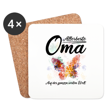 Geburtstagsgeschenk Oma Untersetzer - Allerbeste Oma - Watercolor Schmetterling