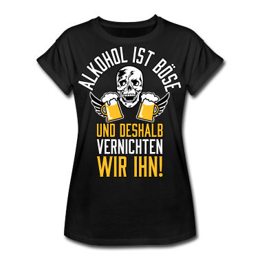 Partner T-Shirt - 117 Alkohol ist BÖSE Totenkopf Skull 2 Mass Bier