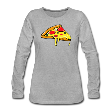 Partner Langarmshirt - Pizza Stück - Fast Food - Salami Partner Shirt