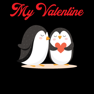 Motiv Pinguin Mein Valentine - Liebe Herz Kuss Süß