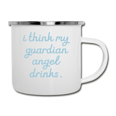 Partner Emaille Tasse - I think my Guardian Angel drinks