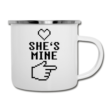 Partner Emaille Tasse - She's Mine 8-Bit