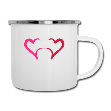 Partner Emaille Tasse - Zwei Herzchen Partner