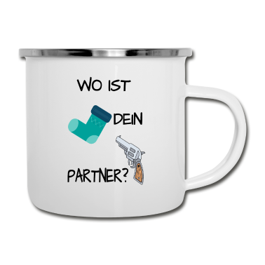 Partner Emaille Tasse - Wo ist dein Partner? Geschenk