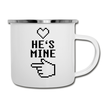 Partner Emaille Tasse - He's Mine 8-Bit