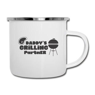 Partner Emaille Tasse - Daddy es grilling partner