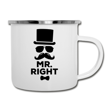 Partner Emaille Tasse - Lustige paarweise Mr. Right und Mrs. Right