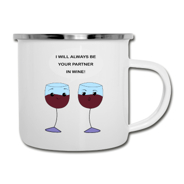 Partner Emaille Tasse - Partner Wine für Pärchen Partner oder Best Friend