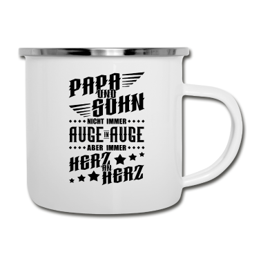 Partner Emaille Tasse - Vater und Sohn Partner Shirt