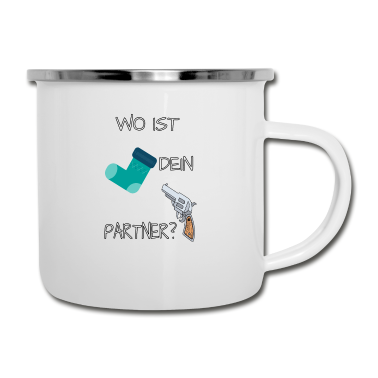 Partner Emaille Tasse - Wo ist dein Partner? 3.0 Geschenk