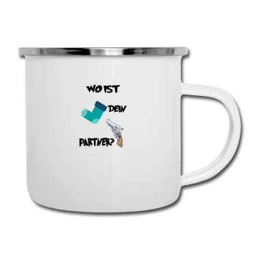 Partner Emaille Tasse - Wo ist dein Partner? 2.0 Geschenk