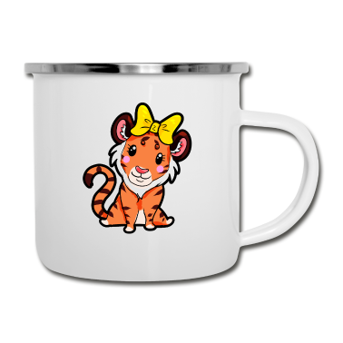 Partner Emaille Tasse - Tigerpaar für Partner - Weiblich