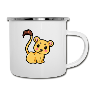 Partner Emaille Tasse - Löwenpaar für Partner - Weiblich