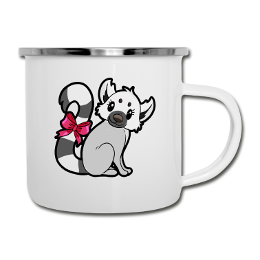 Partner Emaille Tasse - Lemurpaar für Partner - Weiblich