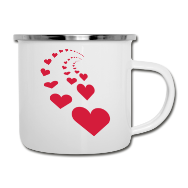 Partner Emaille Tasse - Herzen für Partner und Singles