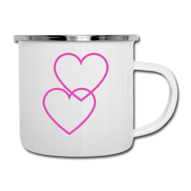 Partner Emaille Tasse - Herzchen Doppelherz Herzschlag Liebe Partner