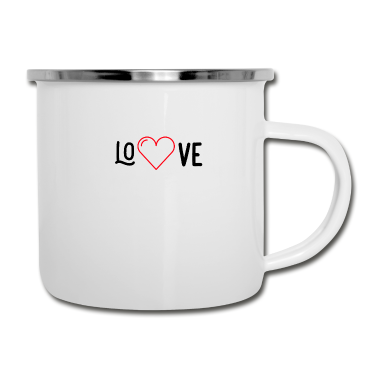 Partner Emaille Tasse - Liebe Schriftzug Herz Partner Geschenk