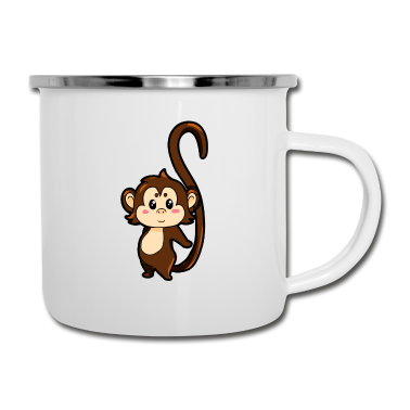 Partner Emaille Tasse - Affenpaar für Partner - Männlich