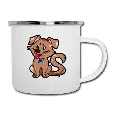 Partner Emaille Tasse - Hundepaar für Partner - Männlich