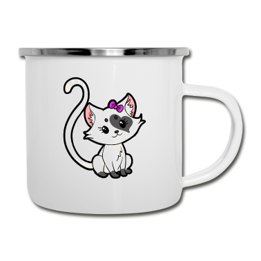 Partner Emaille Tasse - Katzenpaar für Partner - Weiblich
