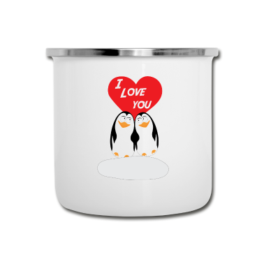Partner Emaille Tasse - Pinguin Partnerlook Valentinstag Geschenk Partner