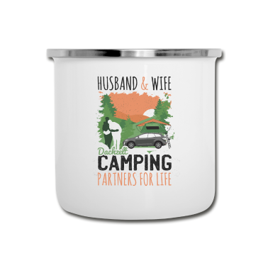 Partner Emaille Tasse - Dachzelt Partner Geschenk Camping Valentinstag