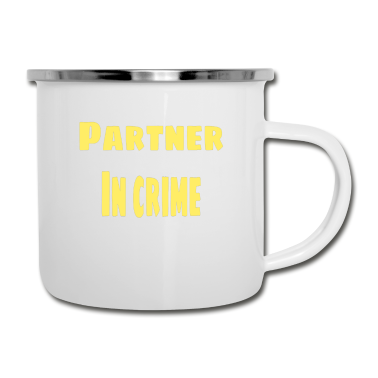 Partner Emaille Tasse - Partner in Verbrechen gelb