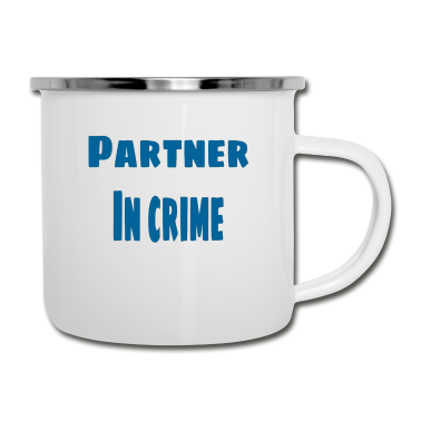 Partner Emaille Tasse - Partner in Verbrechen blau
