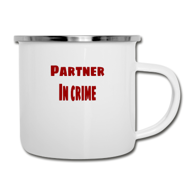 Partner Emaille Tasse - Partner in Verbrechen rot