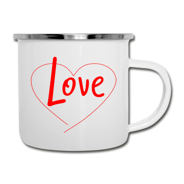 Partner Emaille Tasse - Love Liebe Geschenk für Partner