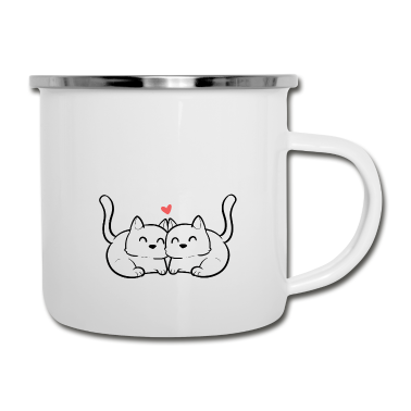 Partner Emaille Tasse - Mit dir kuscheln süße Partner Geschenk