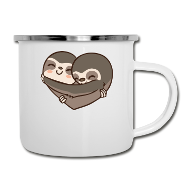 Partner Emaille Tasse - Sloth - Faultier - Paar - Geschenk - Partner
