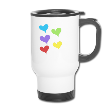 Partner Thermobecher - Herzen farbig Liebe Geschenk Partner