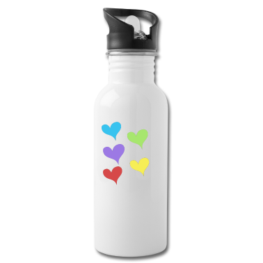 Partner Trinkflasche - Herzen farbig Liebe Geschenk Partner