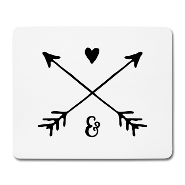 Partner Mousepad - Partner-Wappen / Pfeile & Herz / personalisiert