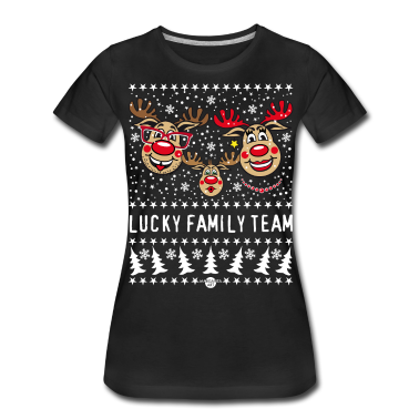 Partnerlook T-Shirt - 93 LUCKY FAMILY TEAM Papa Mama 1 Kind Winter