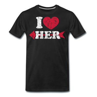 Partnerlook T-Shirt - I Love Her, Herz, Pfeil, Partnerlook, Valentinstag