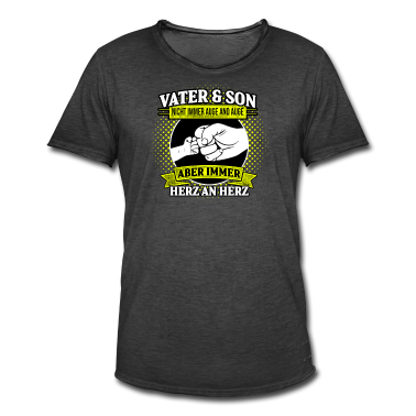 Partnerlook T-Shirt - Vater & Sohn Herz an Herz Faust