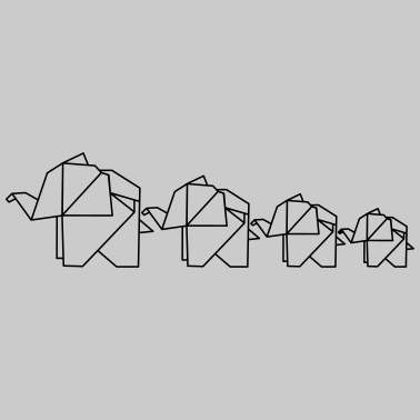 Motiv Origami Elefant Familie Familienshirt Partnerlook