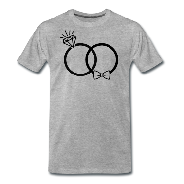 Partnerlook T-Shirt - Hochzeit Eheringe Ring Diamant Fliege Paar JGA sw