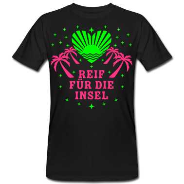 Partnerlook T-Shirt - 66 Reif für die Insel Herz Sonne Meer Palmen