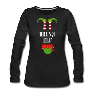 Partnerlook Langarmshirt - Drunk Elf Familien Partnerlook Weihnachten Outfit