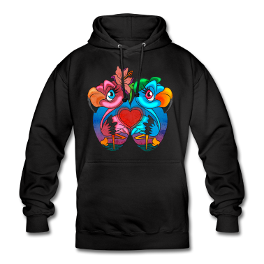 Partnerlook Hoodie - Flamingo Paar Partnerlook